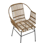 Java Natural Rattan With Black Metal Armchair Chair