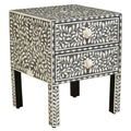 Fusion 2 Drawer Side Table with Bone Inlay