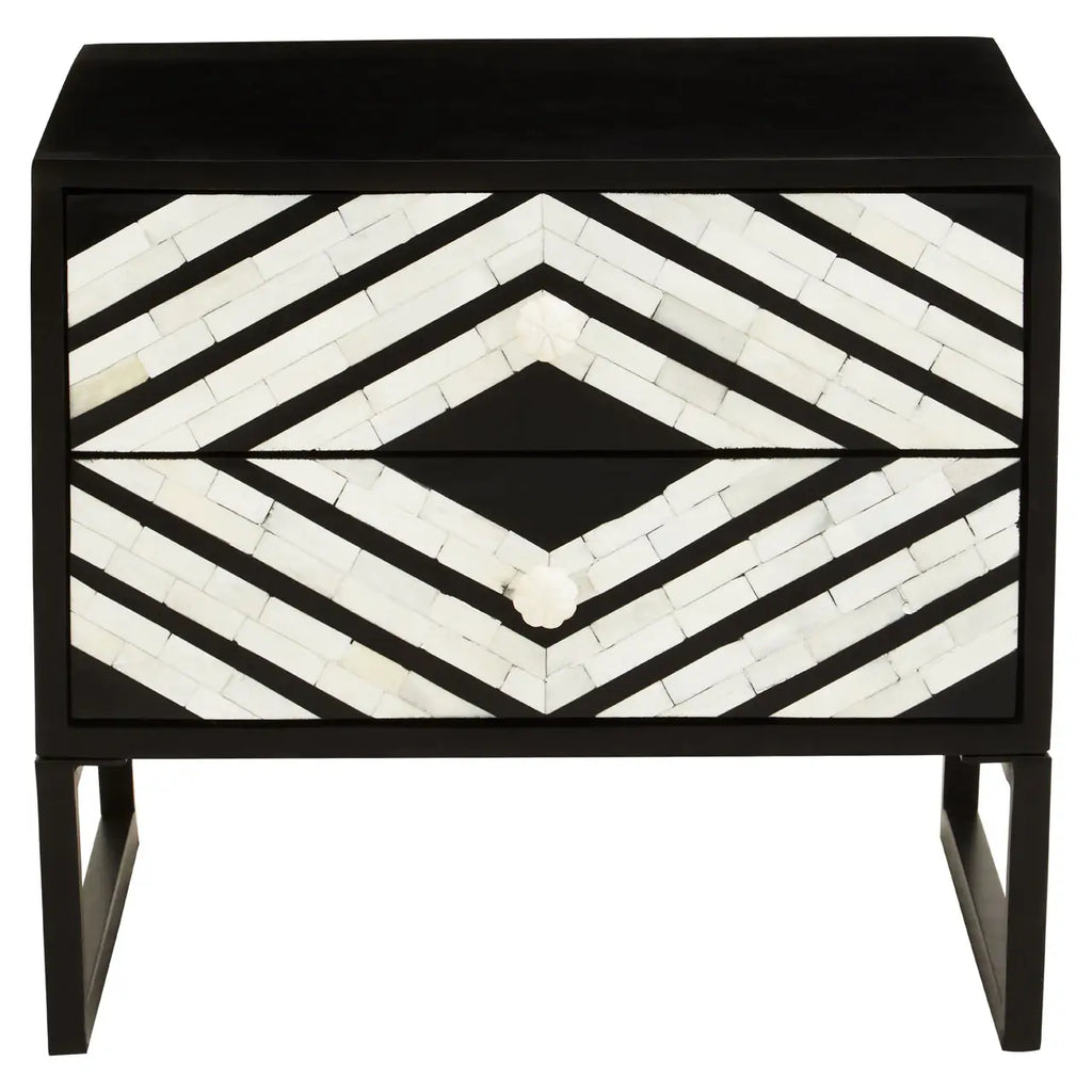 Fusion Two Drawer Side Tables with Bone Inlay