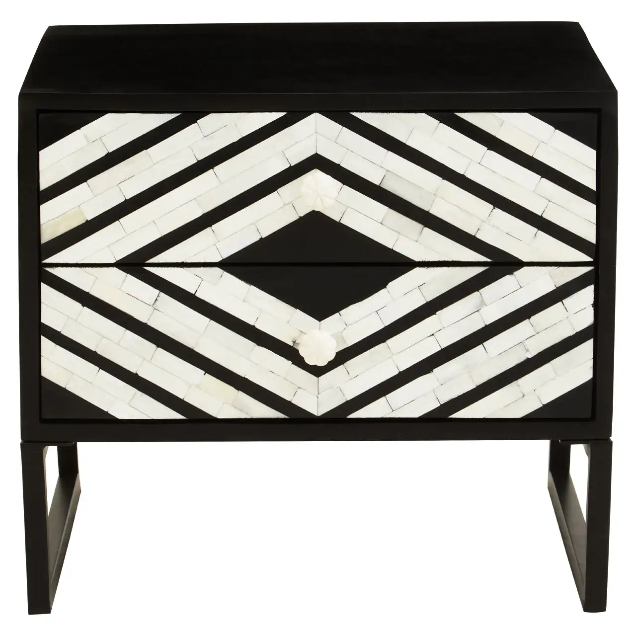 Fusion Two Drawer Side Tables with Bone Inlay
