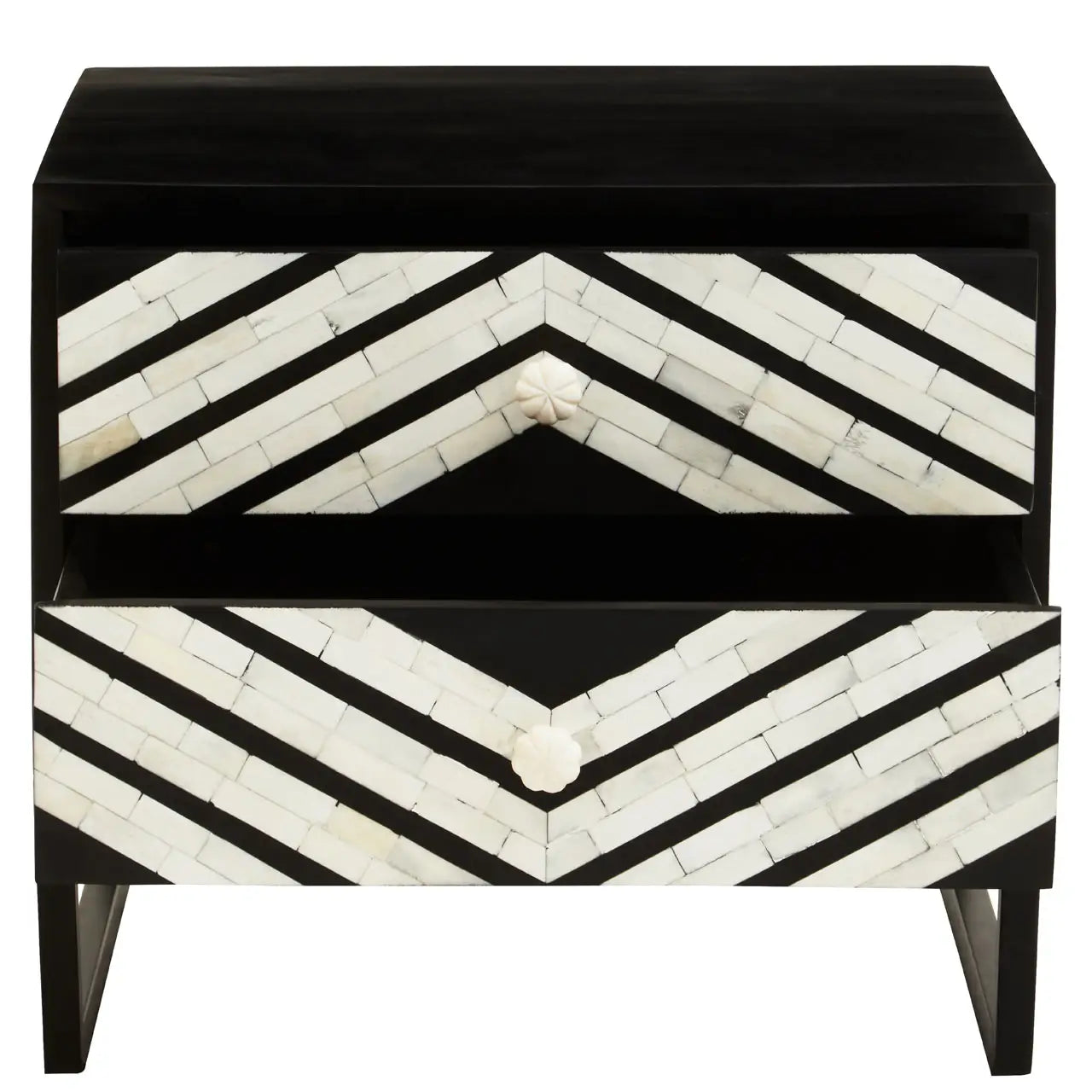 Fusion Two Drawer Side Tables with Bone Inlay