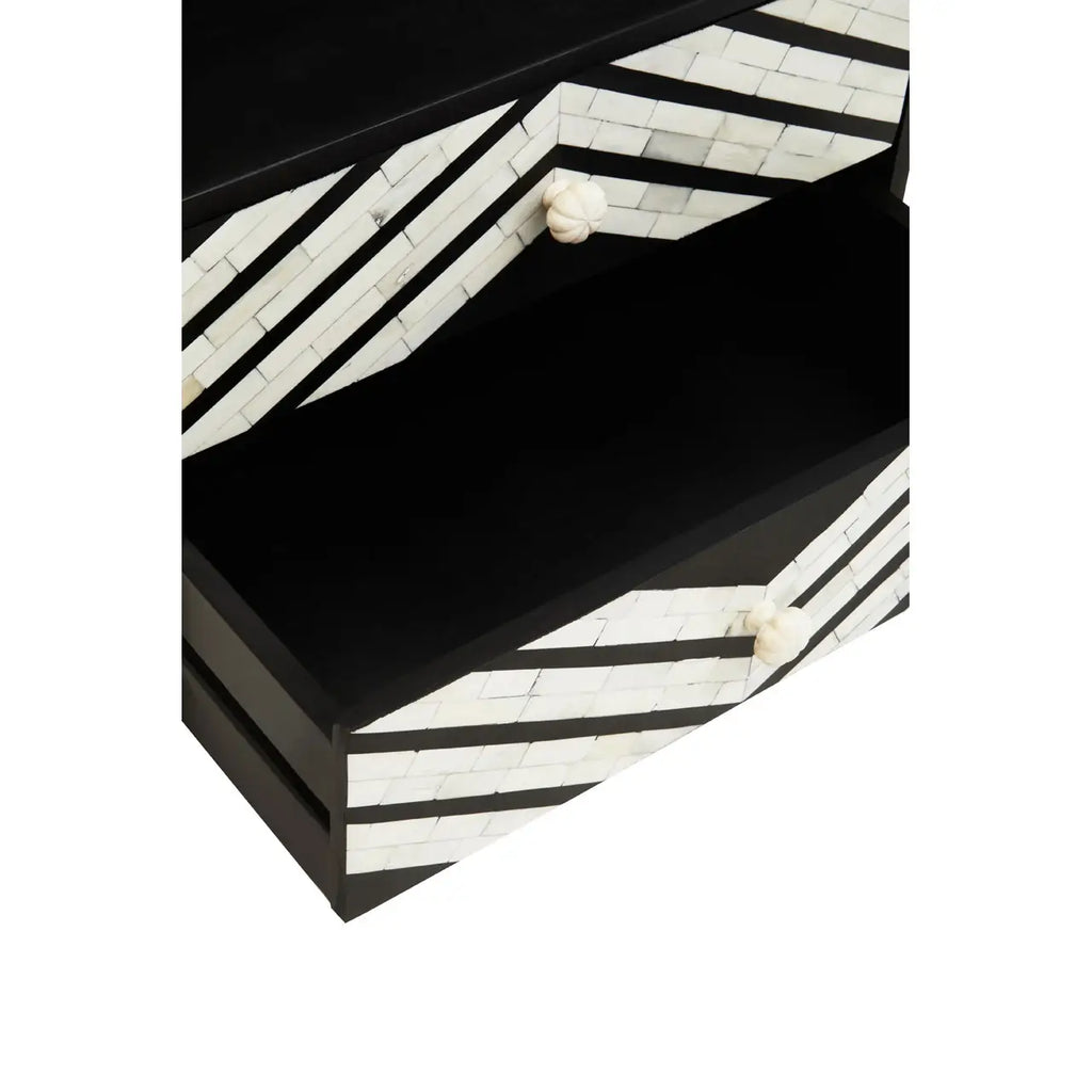 Fusion Two Drawer Side Tables with Bone Inlay