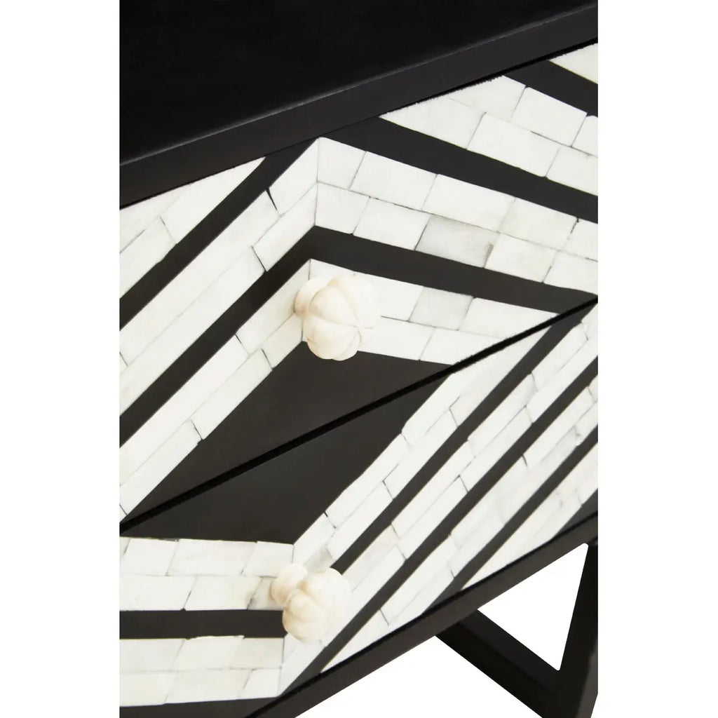 Fusion Two Drawer Side Tables with Bone Inlay