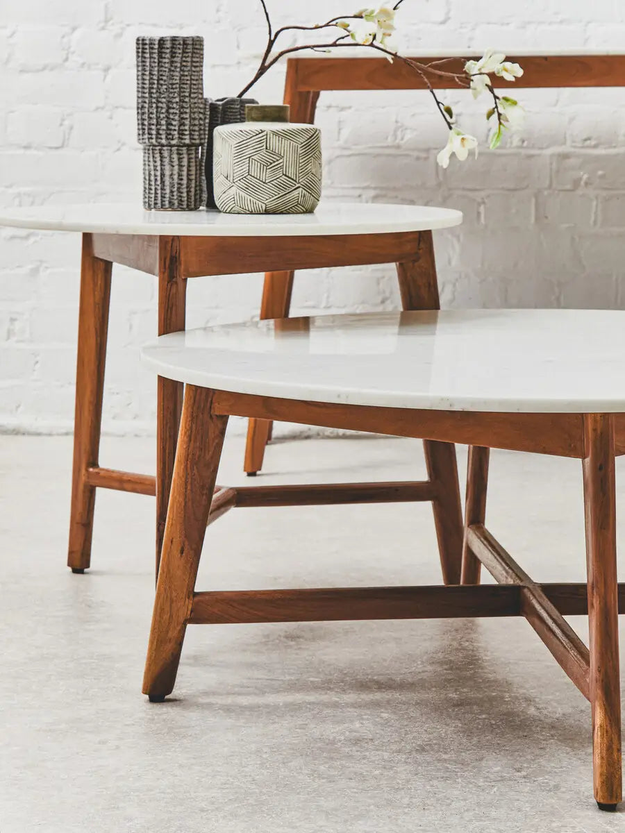 Myan White Marble Coffee Table