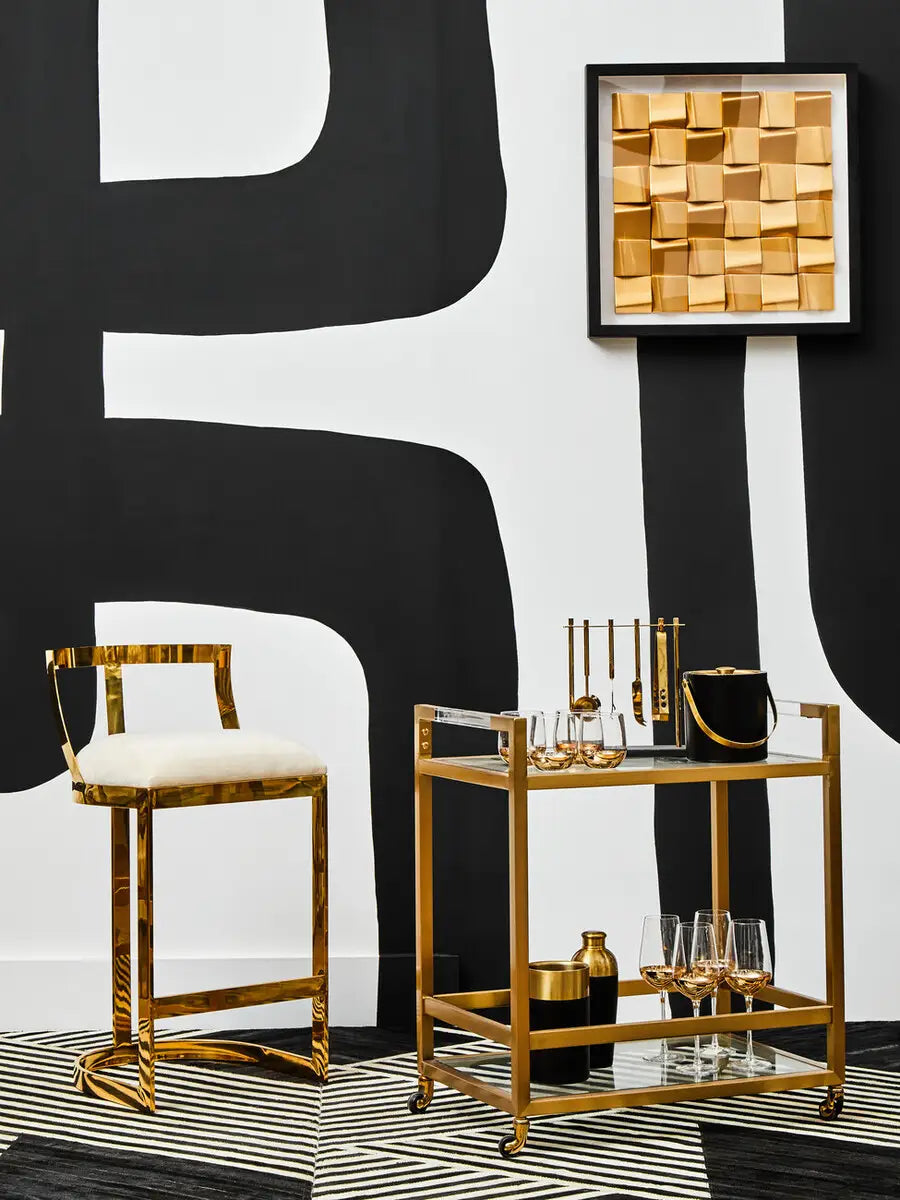 Vogue Matte Gold Two Tier Butler Trolley