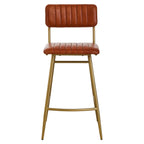 Buffalo Tan Leather Bar Chair With Gold Finish Frame
