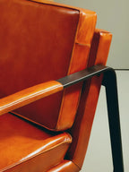 Buffalo Tan Leather Armchair With Black Iron Frame