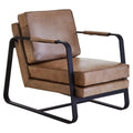 Buffalo Grey Leather Armchair With Black Iron Frame
