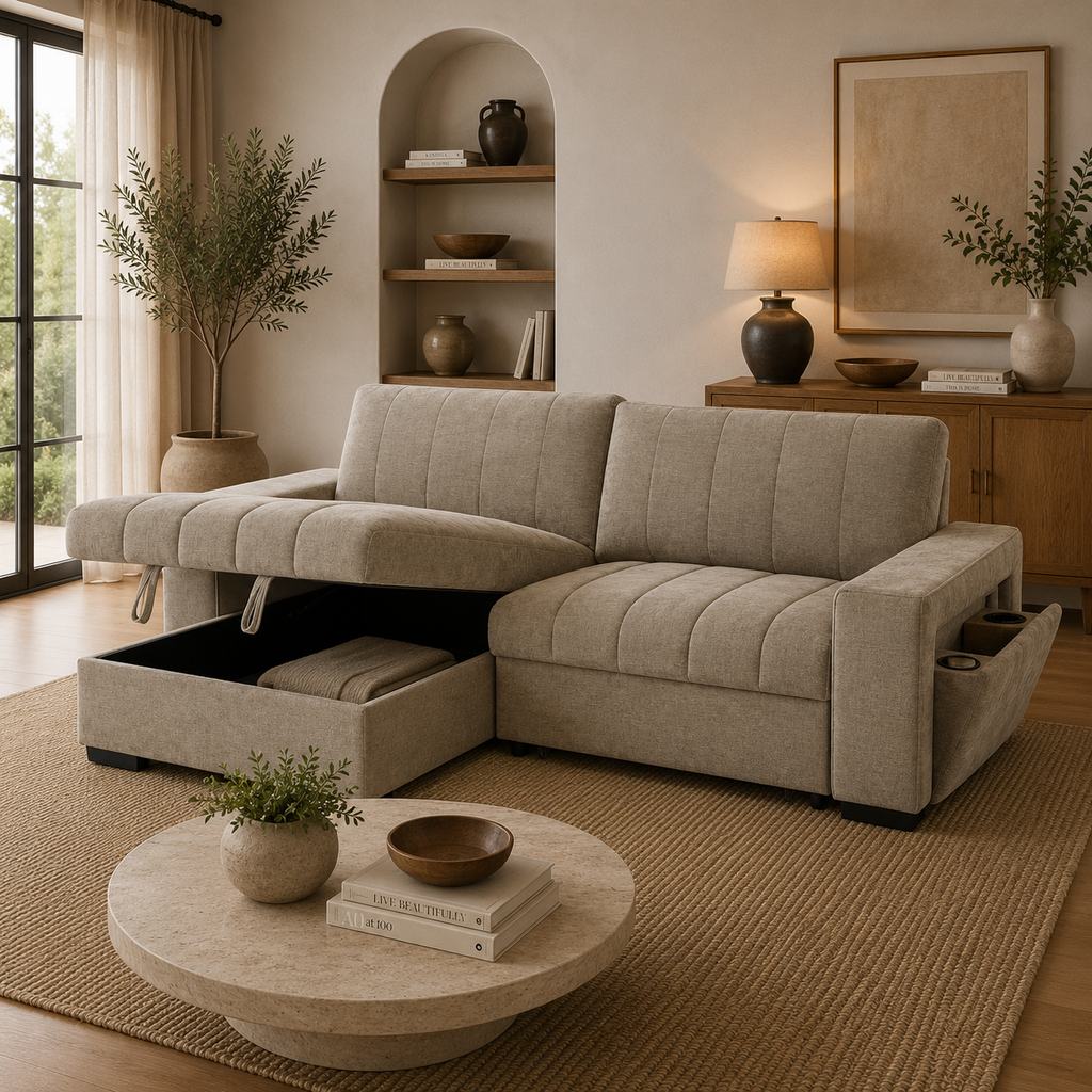 Franklin Sofabed Beige Universal Corner