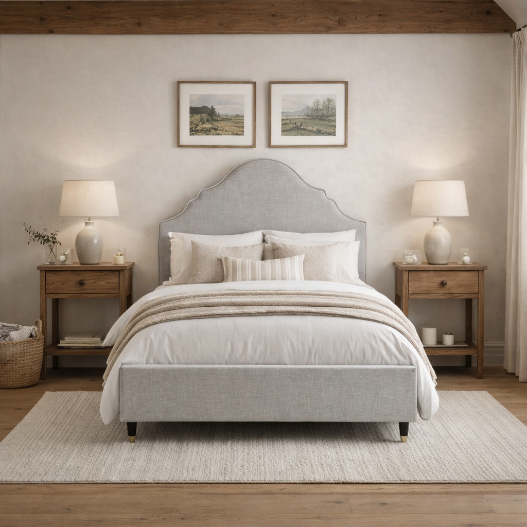 QUINCE LIGHT GREY DOUBLE BED