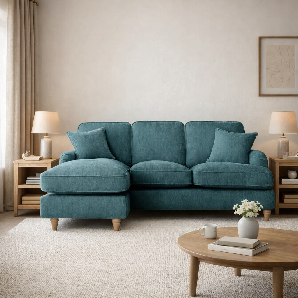 Left Hand Chaise Sofa Manhattan Emerald The Great Sofa Company | Piper | Vienna | Arthur | Emeline | Swift | Morris