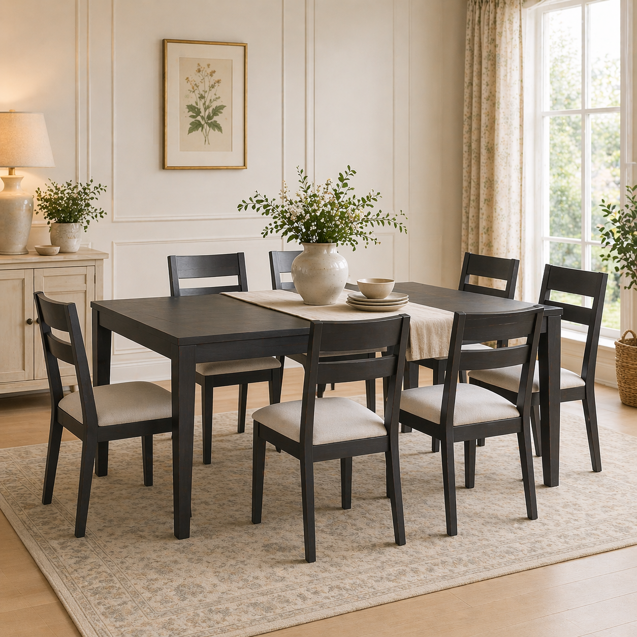 Barwick Charcoal & Soft Natural Fixed Dining Table