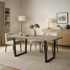Marca Sand Wash Acacia Wood and Black Metal Dining Table
