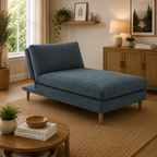 Eryx Navy Chenille Scott Chaise Sofa Bed