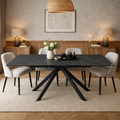 Rossa Extending Dining Table Matt Black & White Vein Ceramic
