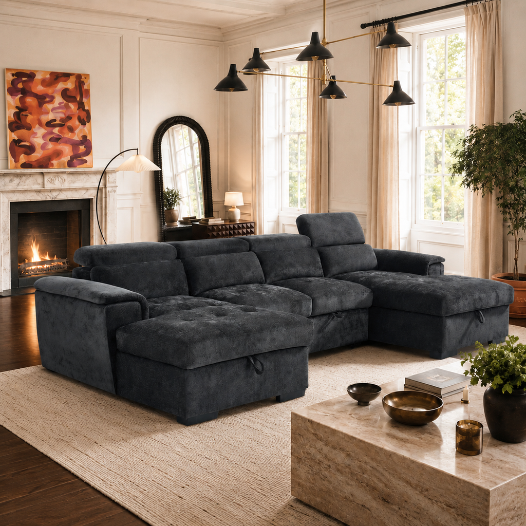 Alaya Sofabed Black U Shape Corner