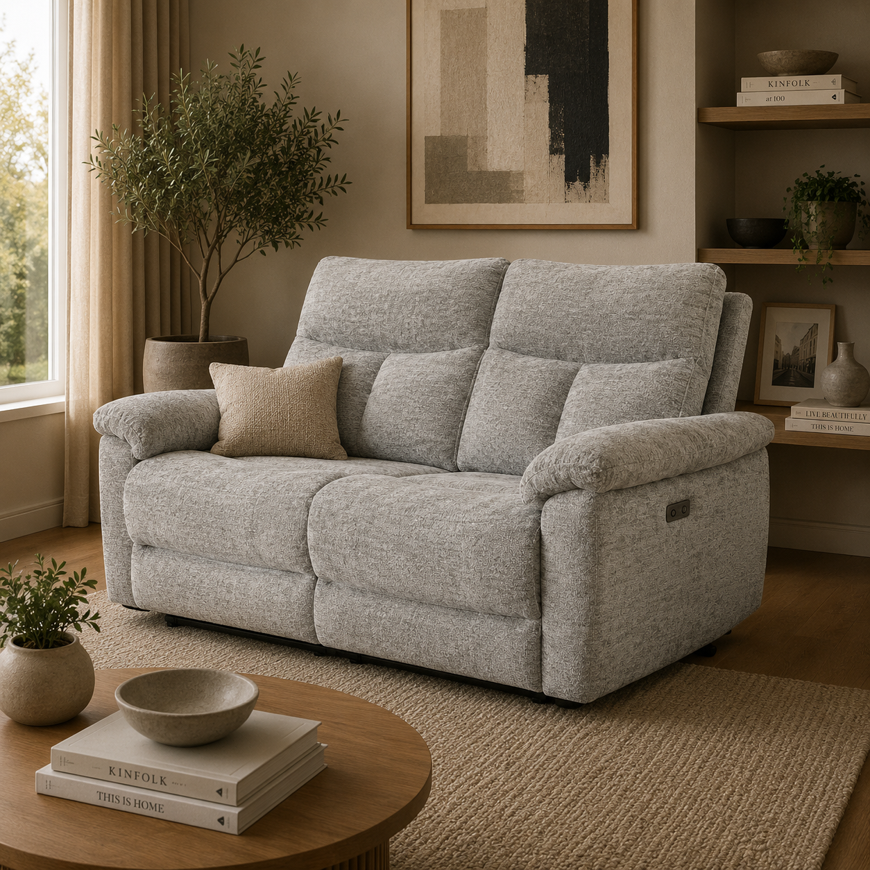 Klint Grez Lay-Z-Boy Style Fabric Power Recliner 3 Seater Sofa