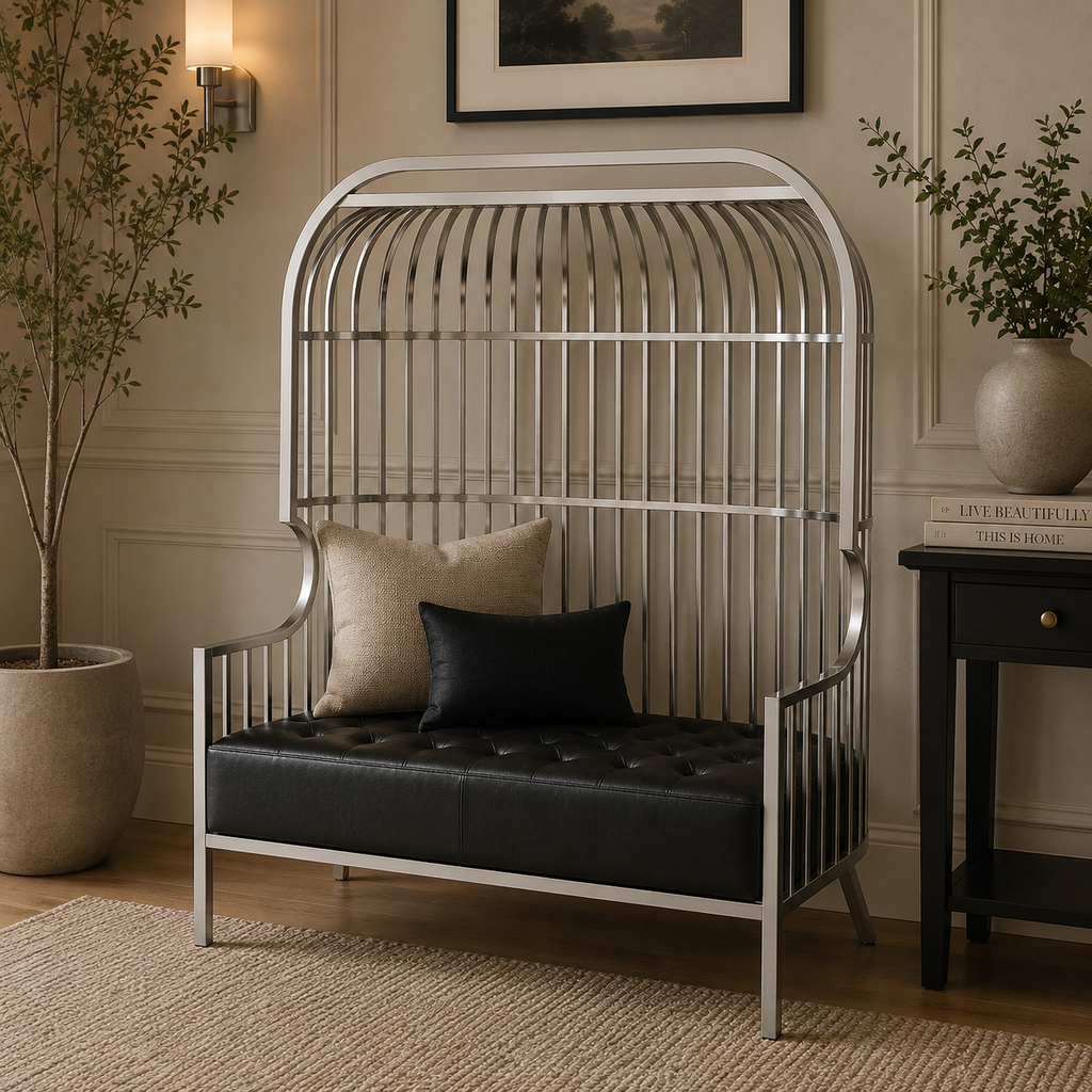 Eliza Two Seat Dome Cage Silver Sofa