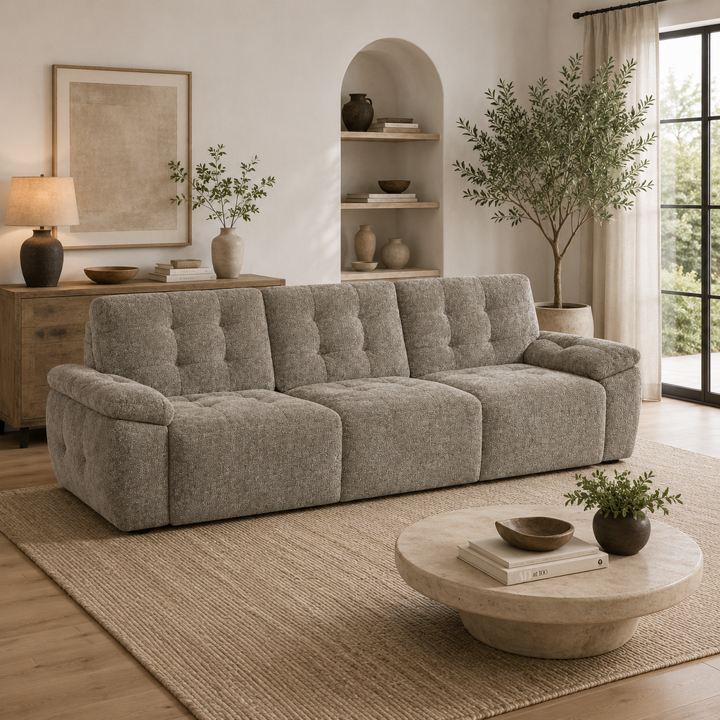 Dallas Electric Sofabed Mushroom 3 Seater