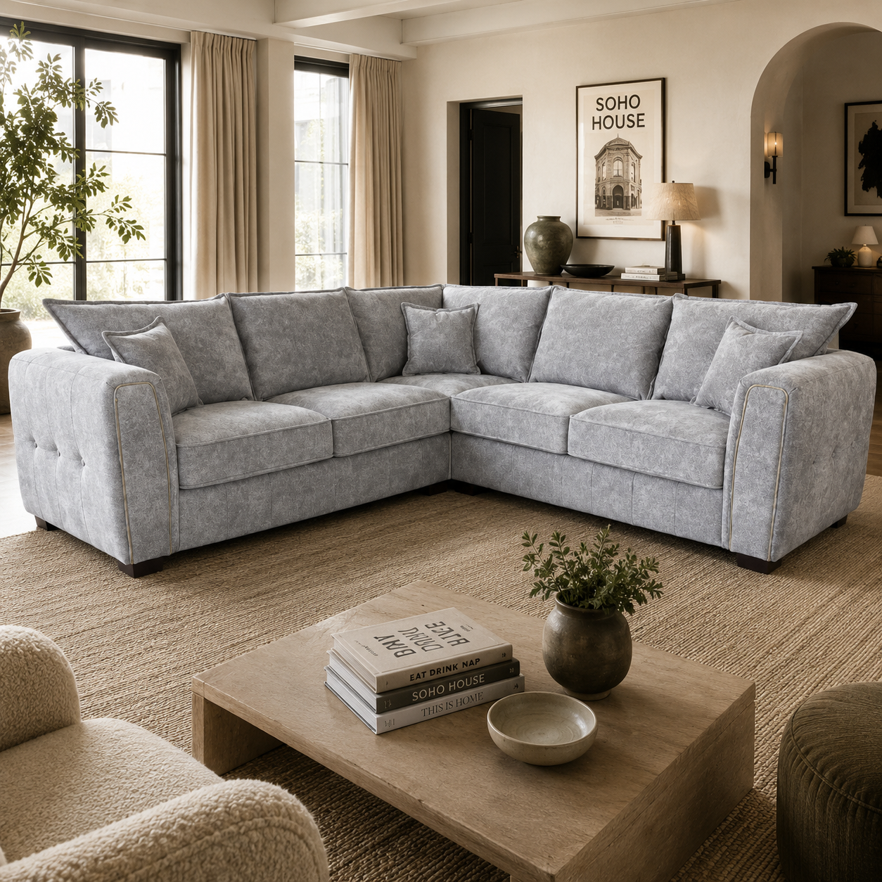 Serena Sofa Grey Large Corner