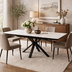 Amari Small Extending Table White Ceramic Marble