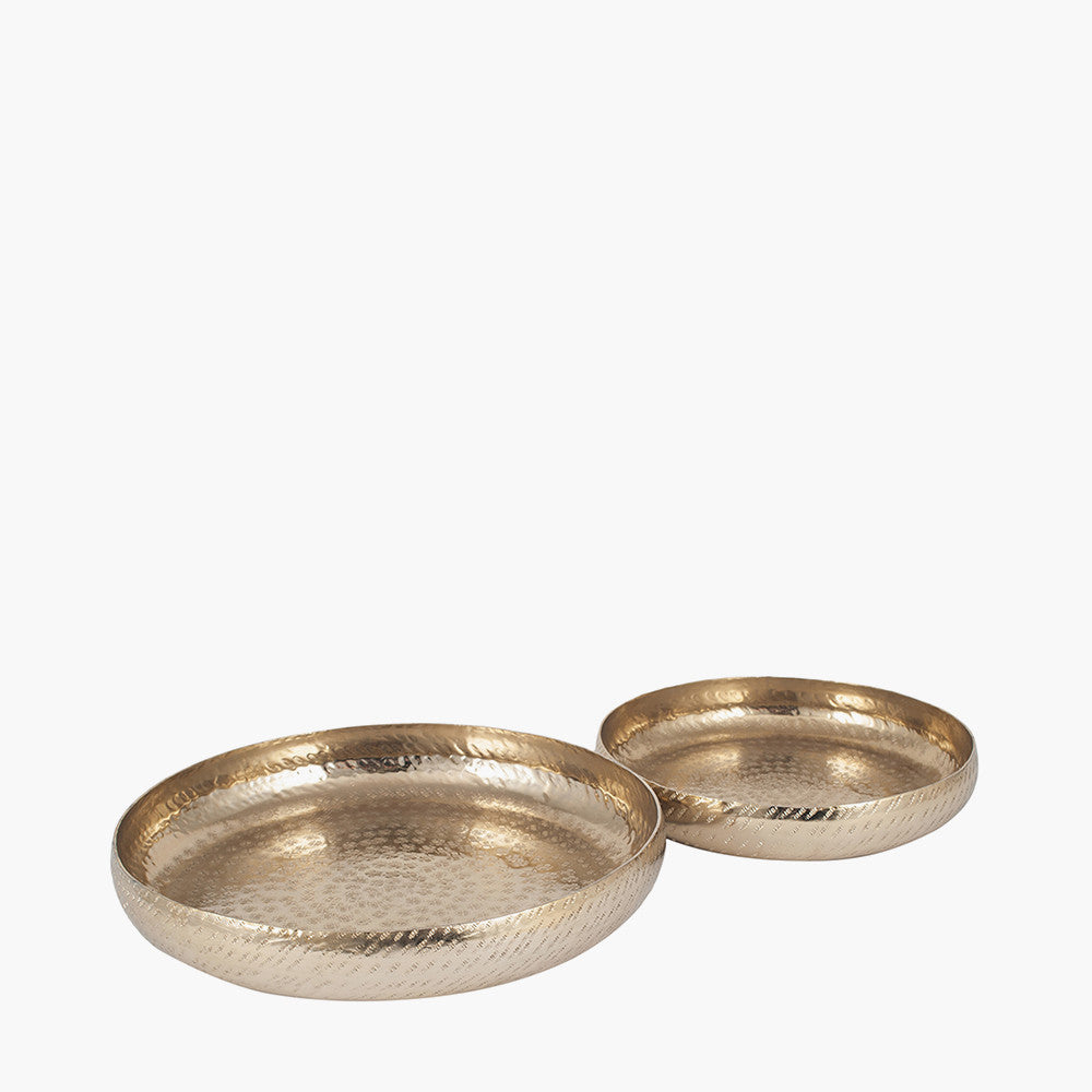 S/2 Gold Hammered Metal Bowls