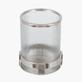 Silver Metal and Clear Textured Glass Hurricane