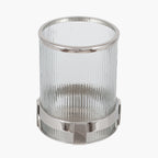 Silver Metal and Clear Textured Glass Hurricane