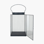 Black Metal and Glass Square Lantern Large