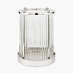 Silver Metal and Clear Glass Rod Hurricane Large