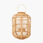 Natural Bamboo and Glass Lantern Large