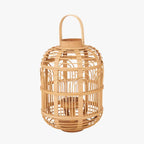 Natural Bamboo and Glass Lantern Small