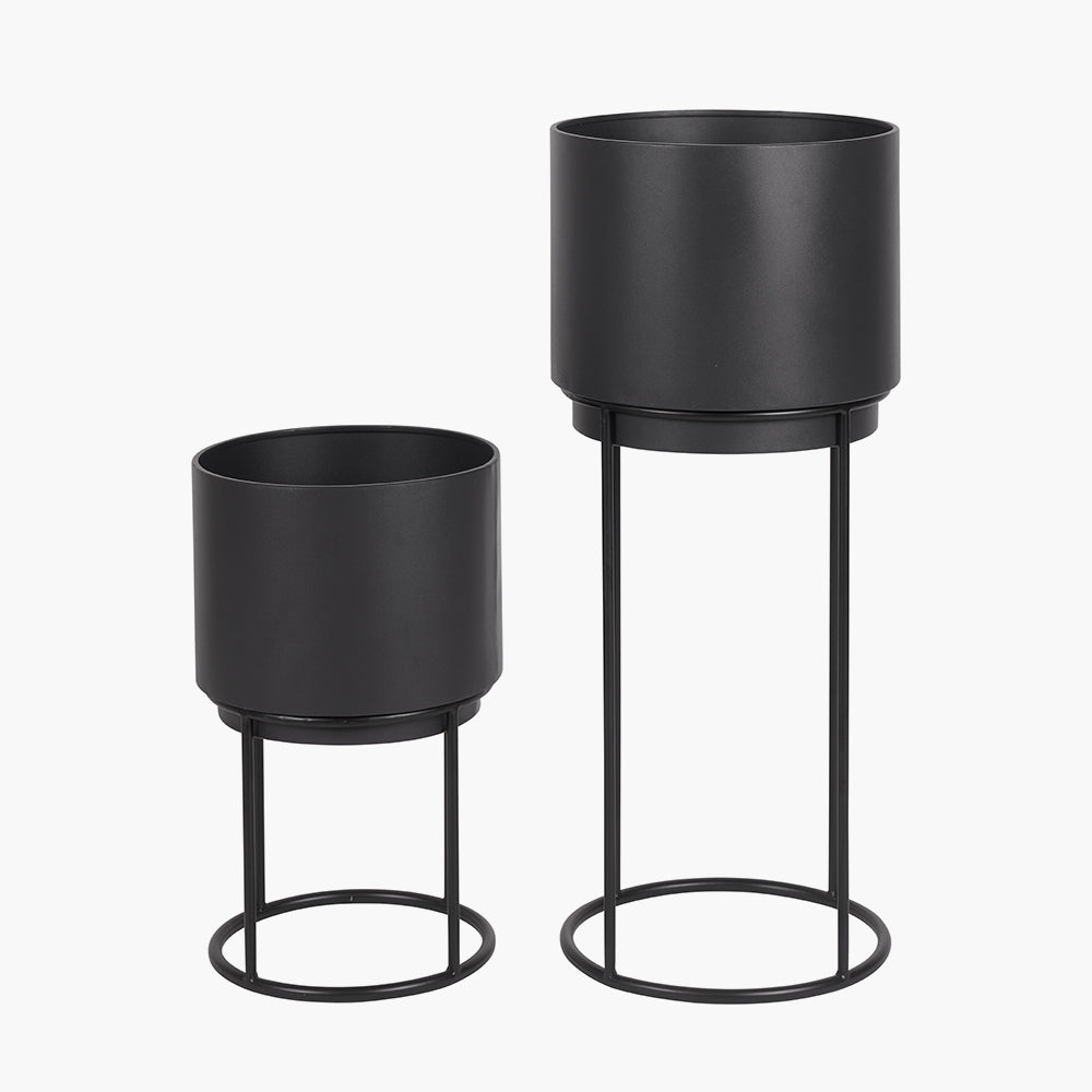 S/2 Graphite Metal Circular Planters