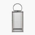 Silver Metal and Ribbed Glass Lantern Large