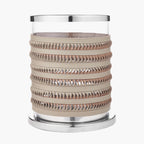Silver Metal, Clear Glass and Grey Plaited Leather Hurricane Small