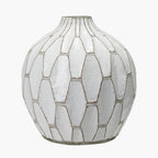 Gaudi White Stoneware Geometric Design Vase