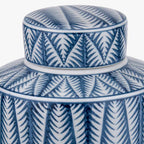 Samara Blue and White Ceramic Aztec Design Lidded Ginger Jar