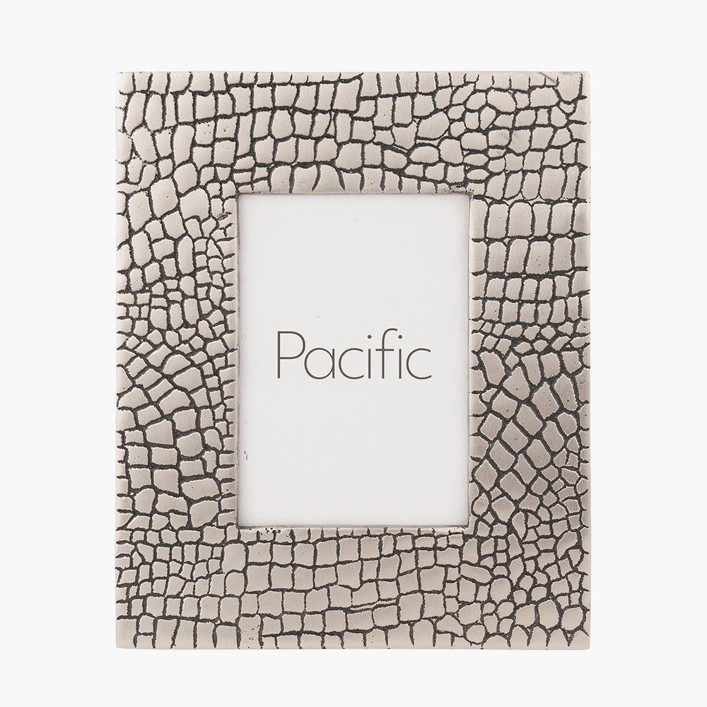 Antique Silver Metal Croc Print 5 x 7" Photo Frame