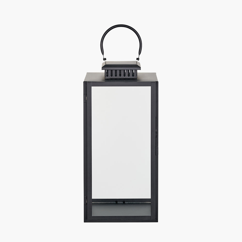 Black Stainless Steel and Glass Large Rectangular Lantern