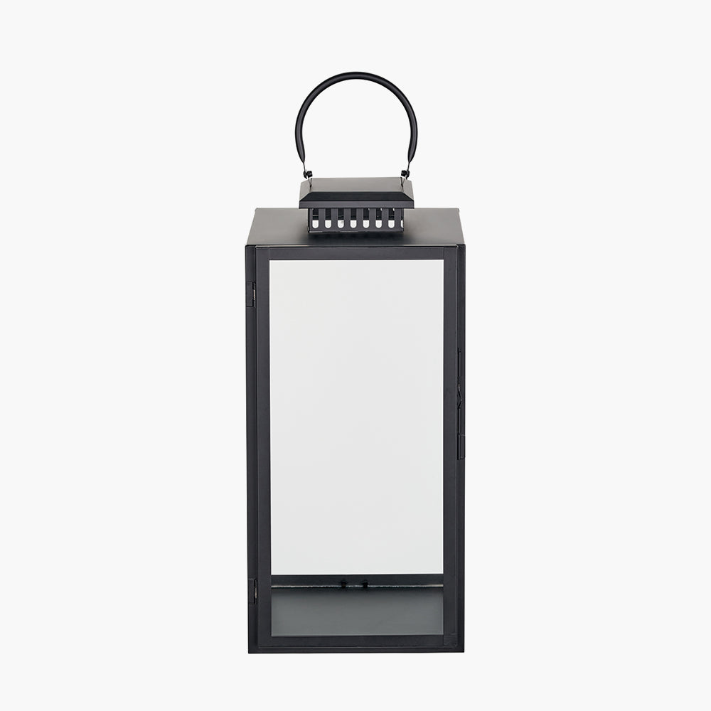 Black Stainless Steel and Glass Large Rectangular Lantern
