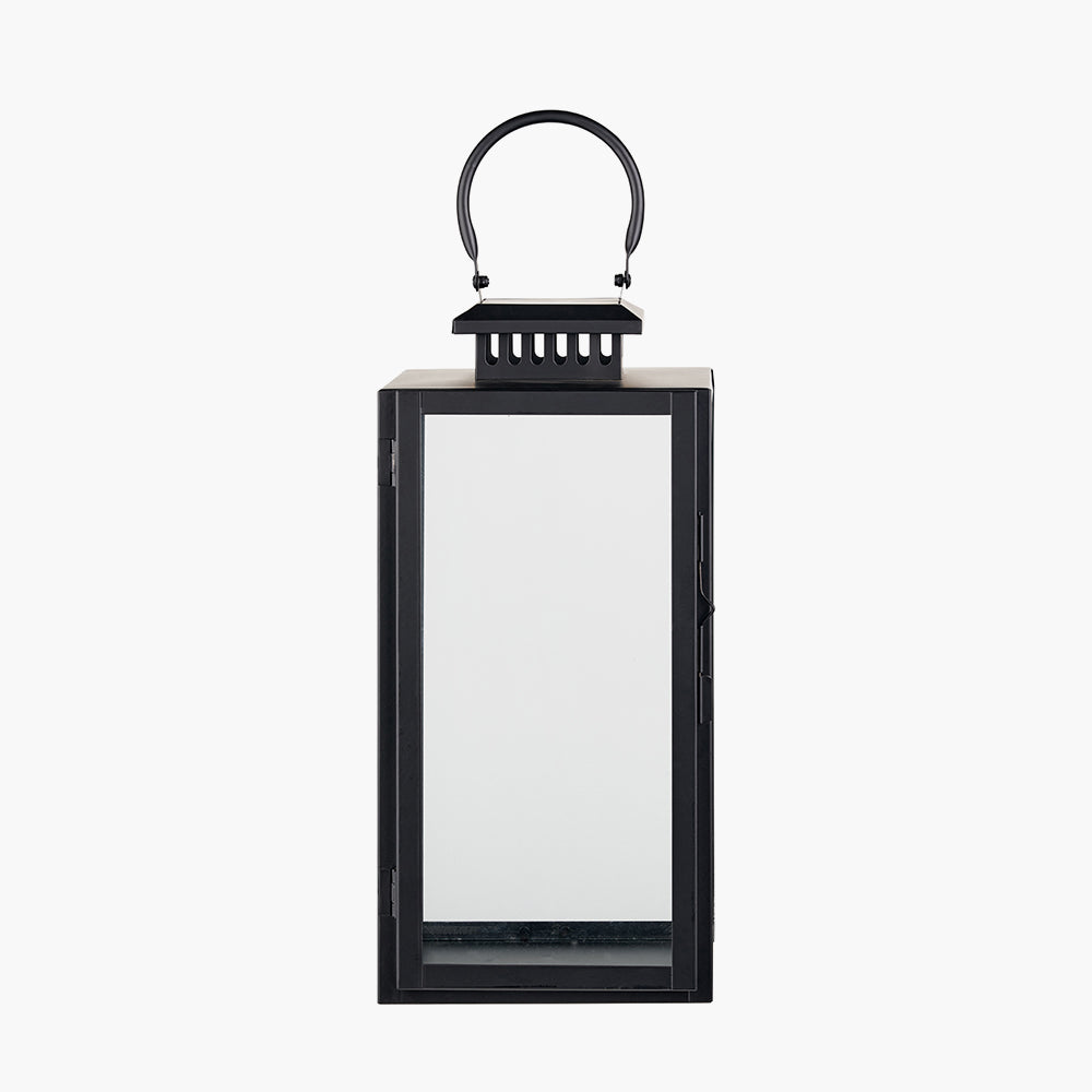 Black Stainless Steel and Glass Medium Rectangular Lantern