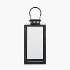 Black Stainless Steel and Glass Medium Rectangular Lantern