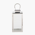Silver Stainless Steel and Glass Medium Rectangular Lantern