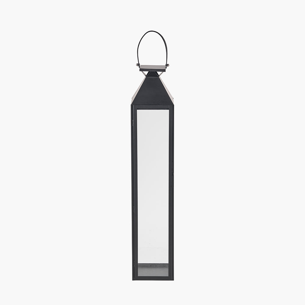 Black Stainless Steel and Glass Large Tall Lantern