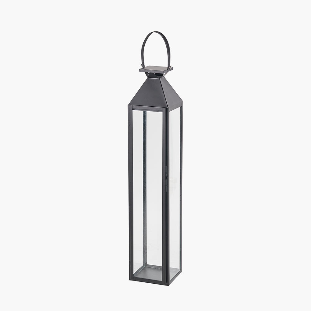 Black Stainless Steel and Glass Large Tall Lantern
