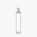 Silver Stainless Steel and Glass Large Tall Lantern