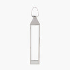 Silver Stainless Steel and Glass Large Tall Lantern
