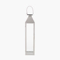 Silver Stainless Steel and Glass Medium Tall Lantern