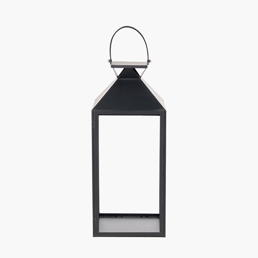 Black Stainless Steel and Glass Large Lantern