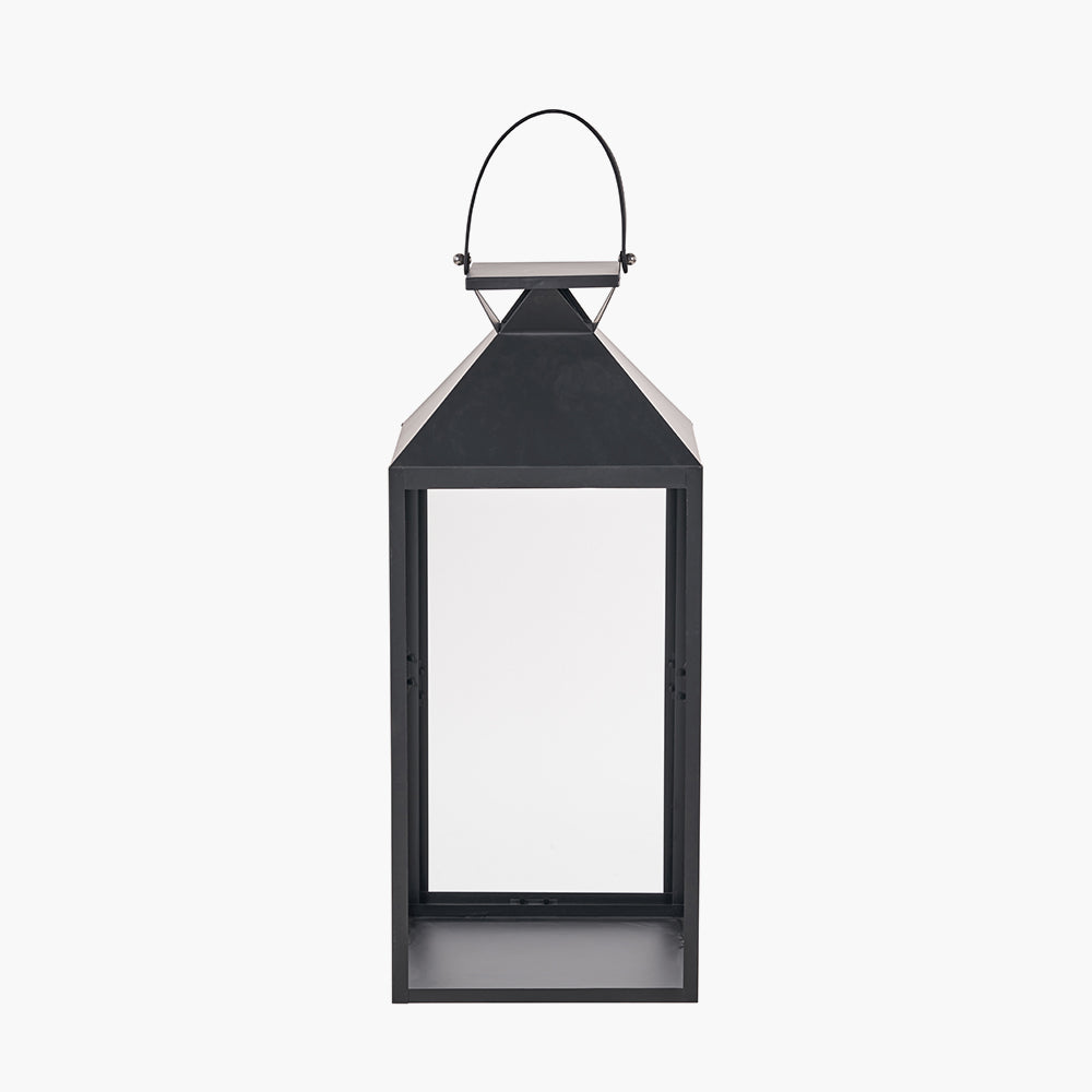 Black Stainless Steel and Glass Large Lantern